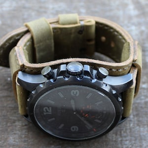 Custom Handcrafted watch strap Full Bund Cuff band genuine Leather Watch Strap casual military style bracelet for watches