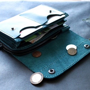 Beaucoup de couleurs Portefeuille en cuir véritable Petit portefeuille personnalisé Pochette sur le devant Portefeuille pour homme Portefeuille pour carte Porte-monnaie en cuir Carte fait main Bleu sarcelle