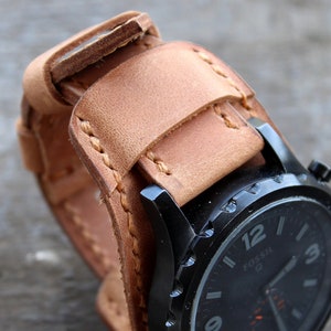 Handcrafted Full Bund Leather Watch Strap, Soft and Supple Full Grain Leather, 22mm 24mm 26mm Cuff strap