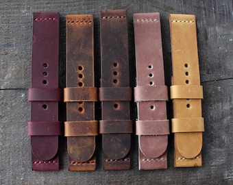Many colors handmade genuine leather watch strap, customizable soft stylish watch band mens bracelet 20 mm 22 mm 24 mm 26 mm watches
