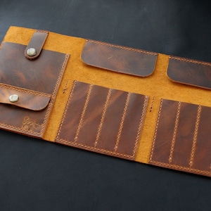 Handmade Leather Knitting Needle Organizer Interchangeable Knitting Needles Case magic loop Compact Storage Personalized Knitter's Gift