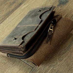 Many colors Real Leather wallet Small Personalized wallet Front pocket wallet men wallet card wallet leather coin purse handmade card coffee image 8