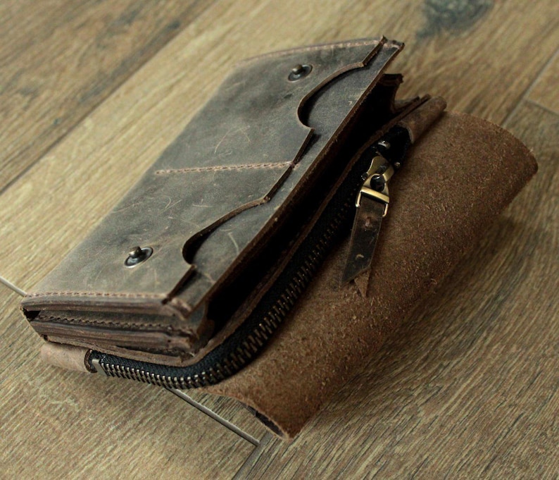 Many colors Real Leather wallet Small Personalized wallet Front pocket wallet men wallet card wallet leather coin purse handmade card coffee image 8