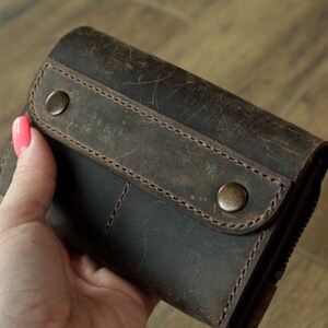 Many colors Real Leather wallet Small Personalized wallet Front pocket wallet men wallet card wallet leather coin purse handmade card coffee image 7