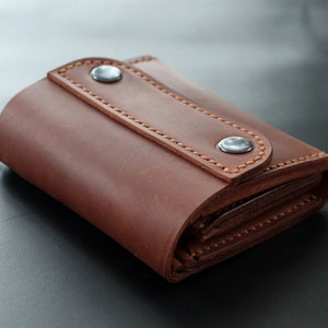 Real Leather wallet Small wallet Personalized wallet Front pocket wallet men wallet card wallet leather coin purse handmade Brick Brown image 5