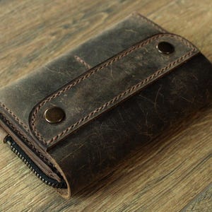 Many colors Real Leather wallet Small Personalized wallet Front pocket wallet men wallet card wallet leather coin purse handmade card coffee image 6