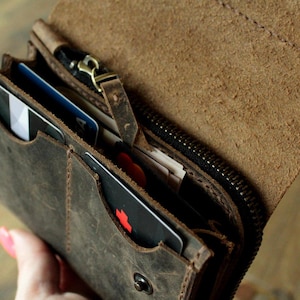 Many colors Real Leather wallet Small Personalized wallet Front pocket wallet men wallet card wallet leather coin purse handmade card coffee image 4