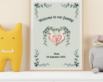Custom Baby Feet Nursey Prints, Personalized Printable Wall Art Perfect For Nursery Decor Or Baby Shower Gift, Custom Name Nursery Poster