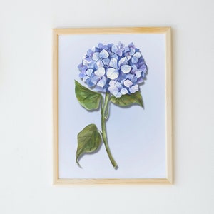 Impression d'hortensias bleus, art mural de fleurs aquarelle pour salon ou cuisine ou décoration murale de ferme, art mural imprimable, téléchargement numérique