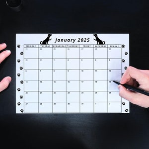 2025 Monthly Printable Dog Calendar , Large Family Wall or Desk Calendar, A3 A4 Landscape Planner, Monday Sunday Start, Digital Download