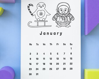 Coloring Desk Calendar - Etsy Ireland