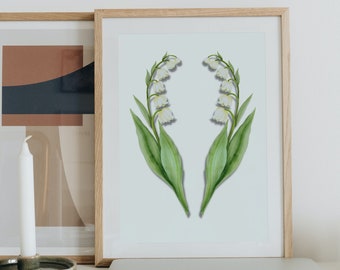 Aquarellelietje-van-dalen: bloem geboorte mei (digitale download)