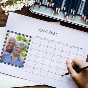 2025 Custom Photo Calendar, Editable in Canva Calendar Template, 2025 Wall or Desk Family Calendar, Monday and Sunday Start, A3 A4 US Letter
