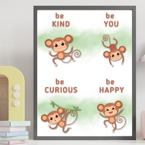 Monkey Affirmations Print: Montessori Classroom Decor (Digital Download)