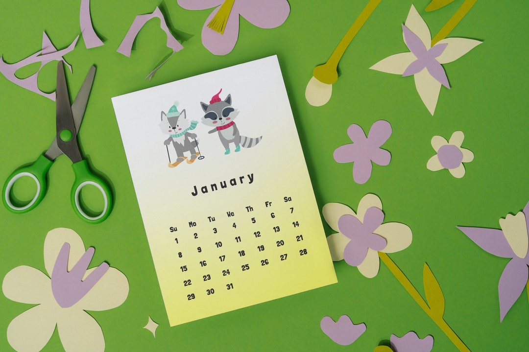2023-monthly-printable-kids-calendar-with-cute-animals-a4-or-etsy