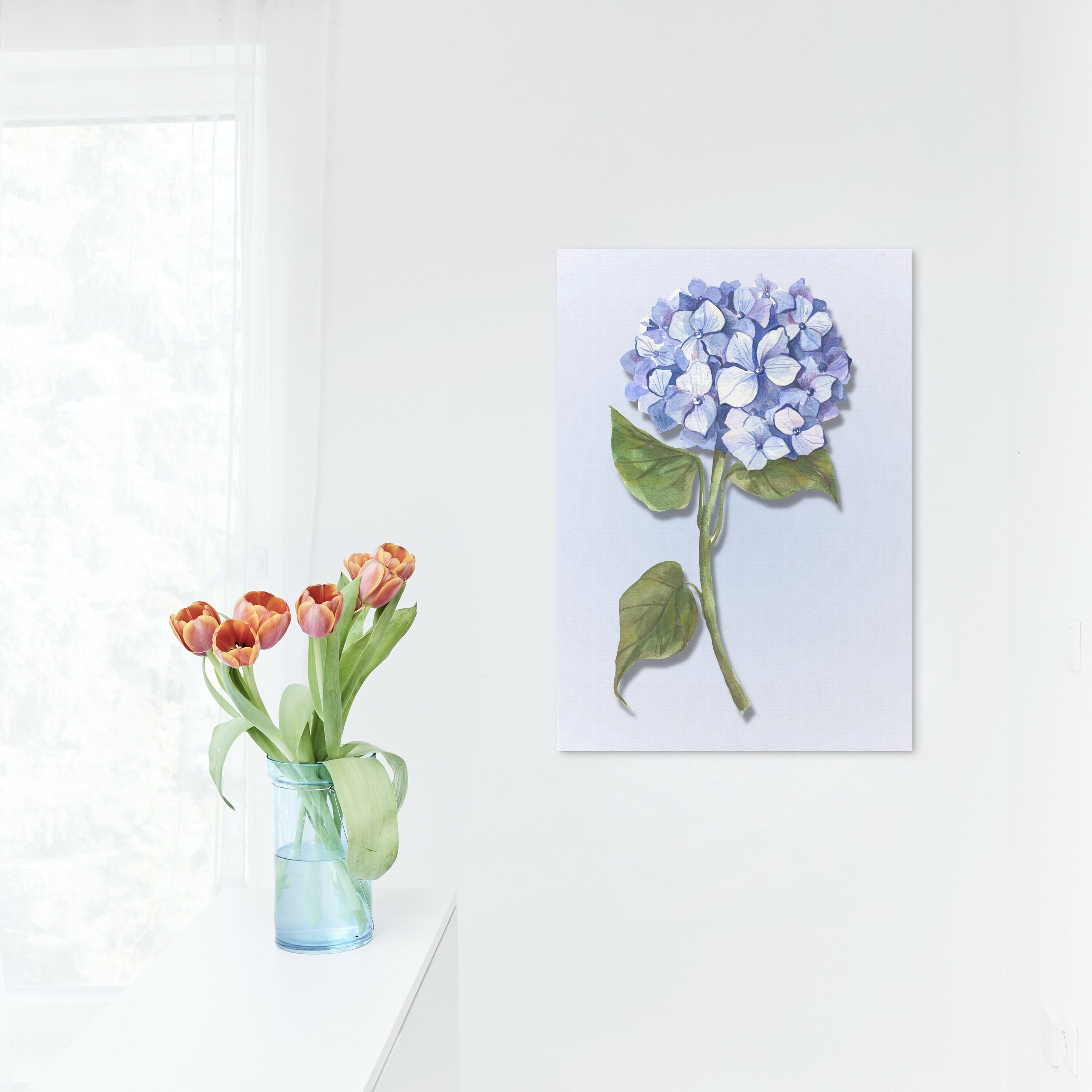 Blue Hydrangea Watercolor Print: Botanical Wall Art (digital Download ...