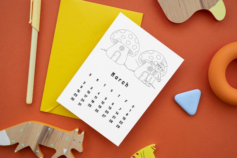 2025 Printable Kids Coloring Pages Calendar, 2025 Monthly Classroom or