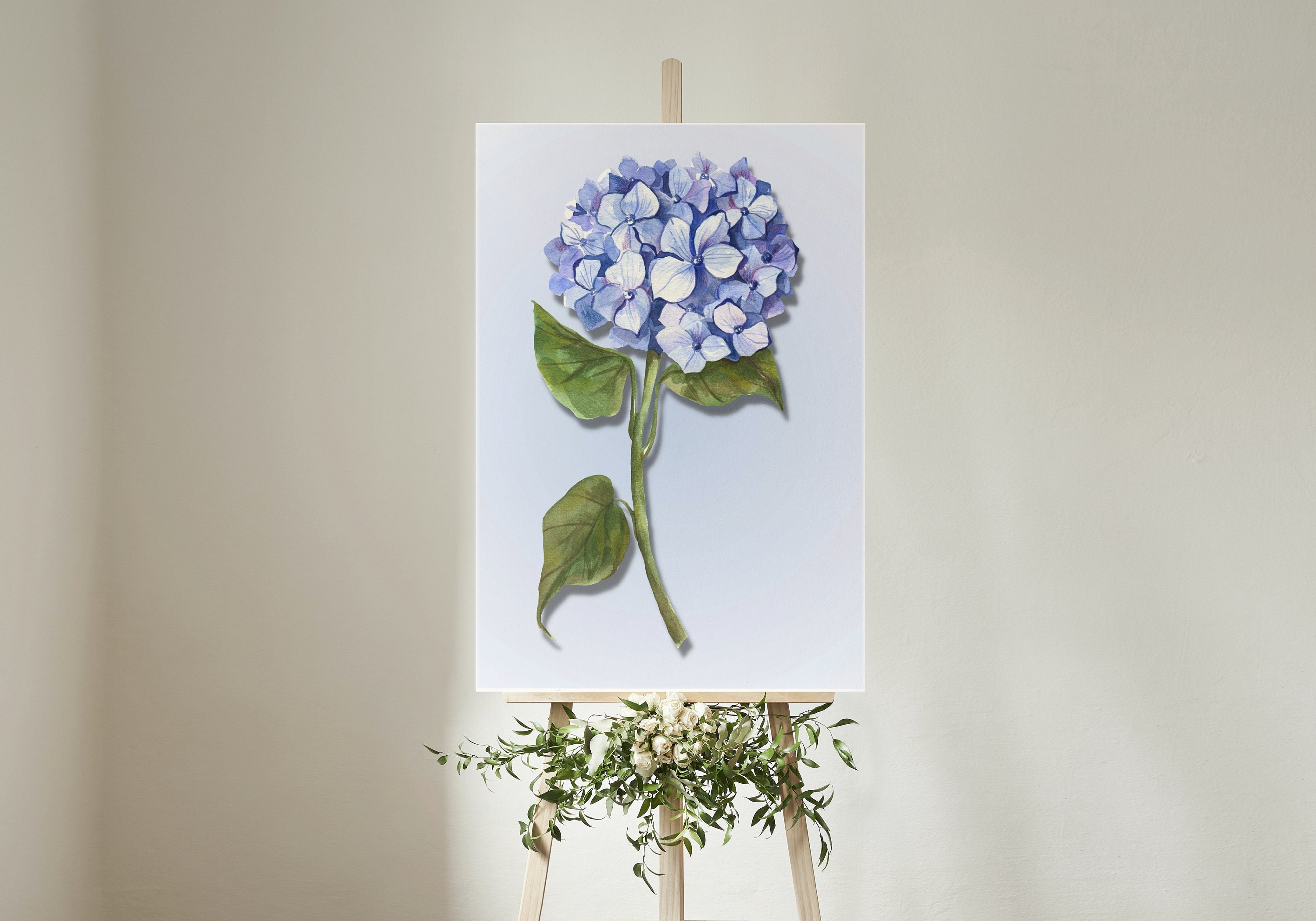 Blue Hydrangea Watercolor Print: Botanical Wall Art (digital Download ...