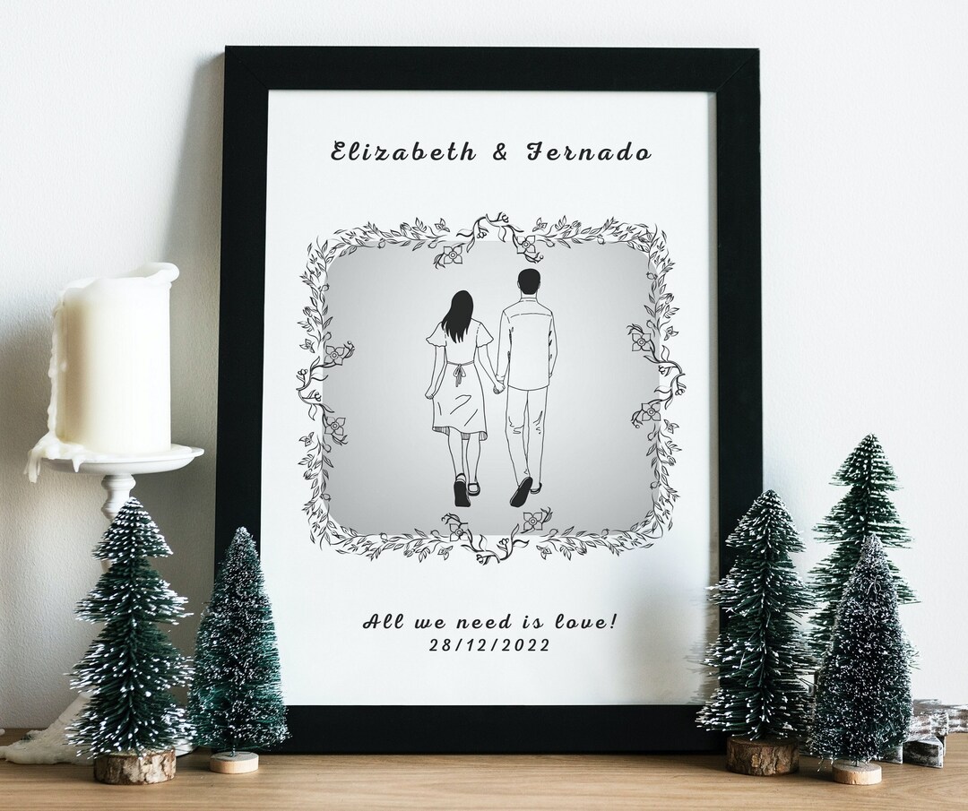 Personalized Couple Print, Anniversary Gift, Custom Names & Date ...