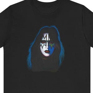 T-shirt Ace Frehley Hard Rock – Motif Poster, Coton, Coupe Classique, Noir