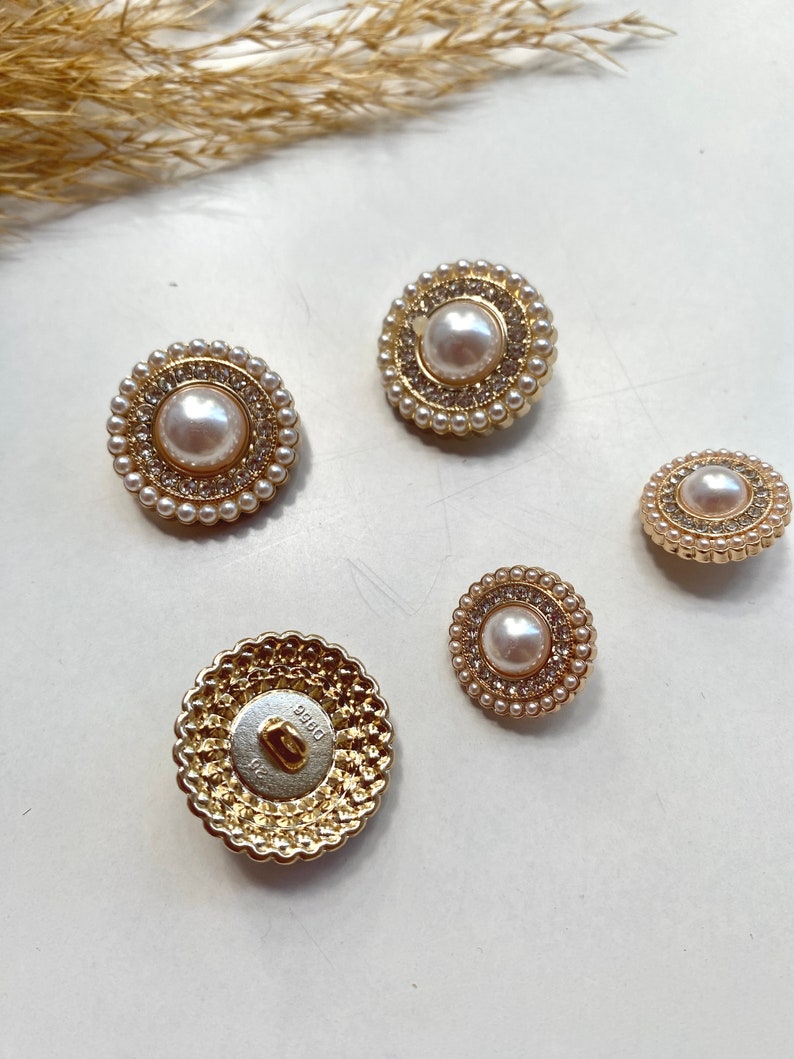 Buttons, white and gold, approx. 18 mm, 25 mm, for coats, jackets, dresses image 2