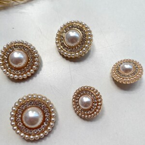 Buttons, white and gold, approx. 18 mm, 25 mm, for coats, jackets, dresses image 3