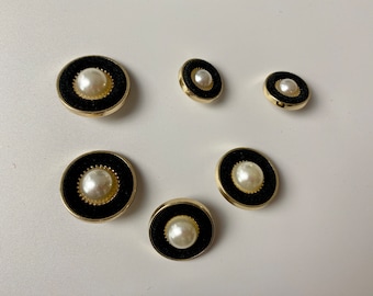 Buttons, black, white and gold with velvet, approx. 18 mm, 22 mm and 25 mm, for coats, jackets, dresses