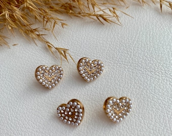 Buttons, hearts, approx. 10 mm, for coats, jackets, dresses