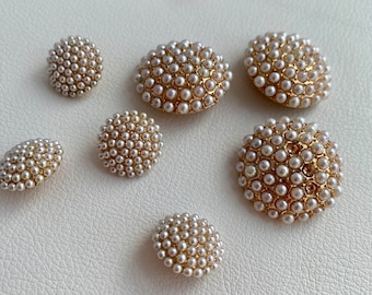 Buttons, white and gold flowers, approx. 16 mm, 26 mm, for coats, jackets, dresses