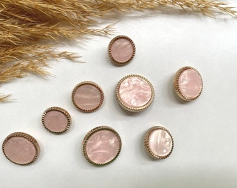 Boutons de décoration, rose clair et or avec des abeilles, environ 18 mm, 20 mm, 22 mm ou environ 25 mm, pour manteau, veste, robes