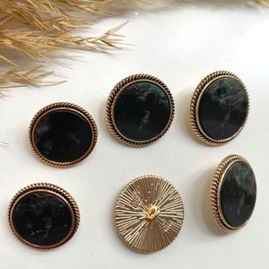 Dekoration Knöpfe, schwarz und gold mit Vogel, ca. 18mm, 22mm oder 25mm, für Mantel, Jacke, Kleider Bild 3