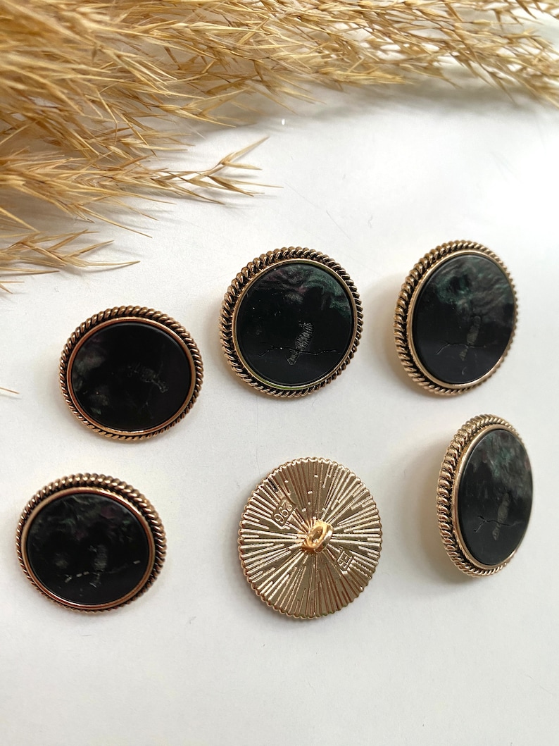 Dekoration Knöpfe, schwarz und gold mit Vogel, ca. 18mm, 22mm oder 25mm, für Mantel, Jacke, Kleider Bild 3