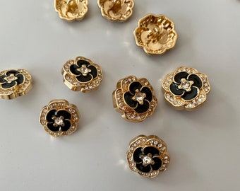Knopen, zwarte en gouden bloemen, ongeveer 18 mm, 20 mm en 23 mm, voor jas, jas, jurken #26