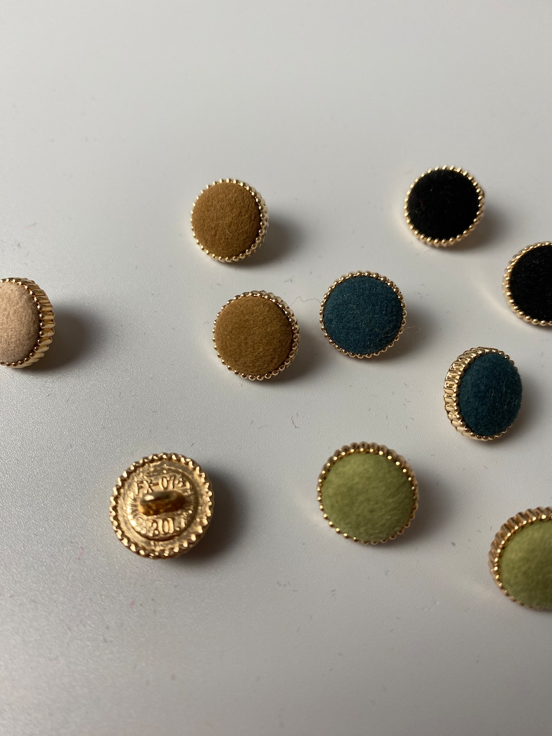 Velvet Buttons Light Pink Light Brown Green Petrol or Black Approx 12mm for Coat Jacket Dresses image 3