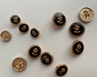 Boutons, roses noires et dorées, environ 15mm, 18mm, 20mm ou environ 23mm, pour manteau, veste, robes#8