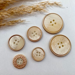 Decoration buttons, white and gold, approx. 15 mm, 18 mm, or approx. 25 mm, for coats, jackets, dresses image 5
