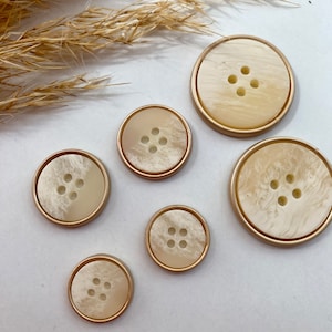 Decoration buttons, white and gold, approx. 15 mm, 18 mm, or approx. 25 mm, for coats, jackets, dresses image 4