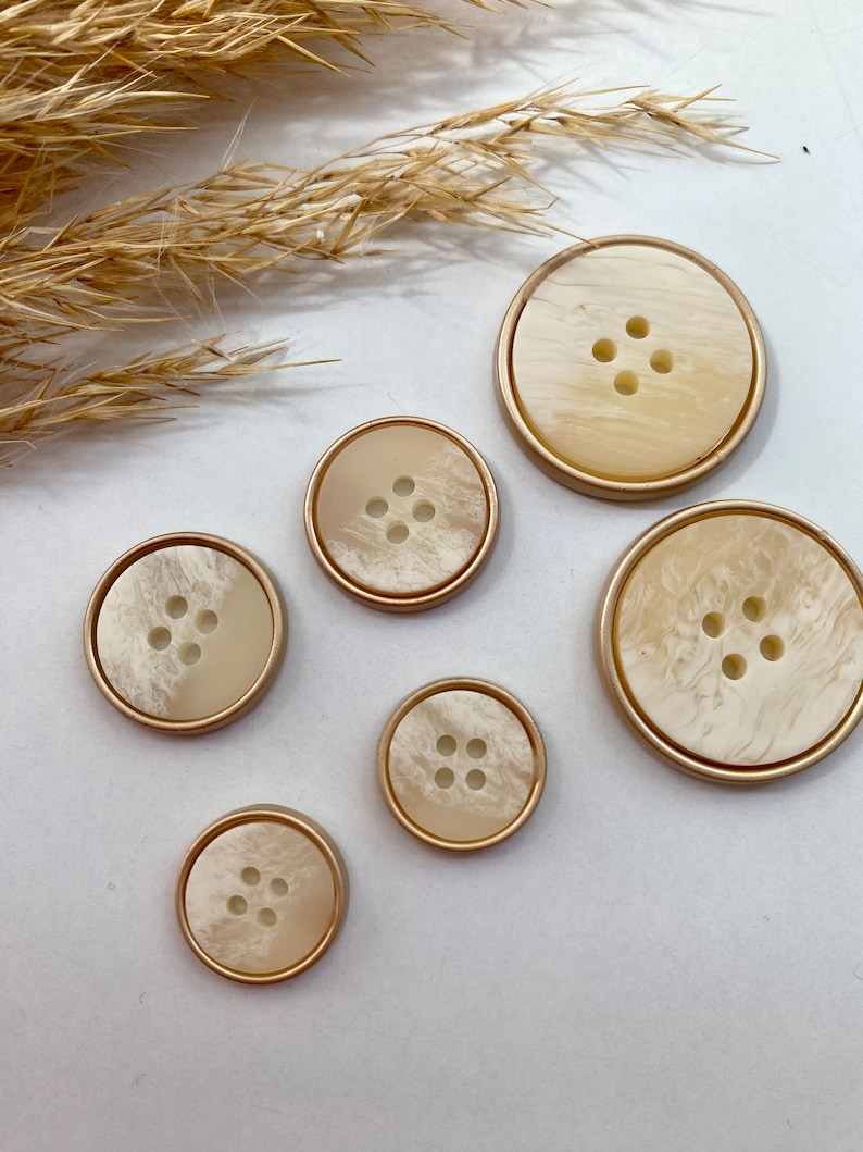 Decoration buttons, white and gold, approx. 15 mm, 18 mm, or approx. 25 mm, for coats, jackets, dresses image 4