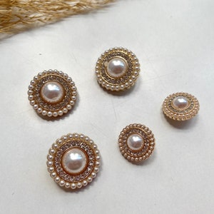 Buttons, white and gold, approx. 18 mm, 25 mm, for coats, jackets, dresses image 1