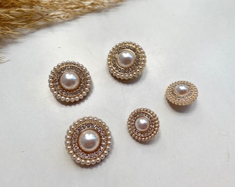 Buttons, white and gold, approx. 18 mm, 25 mm, for coats, jackets, dresses