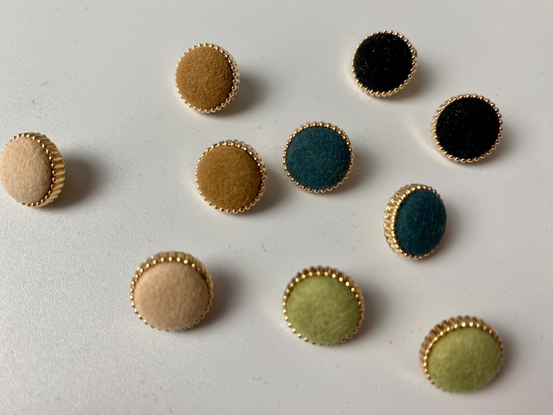 Velvet Buttons Light Pink Light Brown Green Petrol or Black Approx 12mm for Coat Jacket Dresses image 1