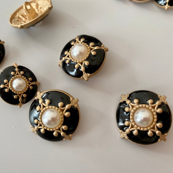 Buttons, Black and Gold, about 20mm, 25mm and 28mm, for Coat, Jacket, Dresses