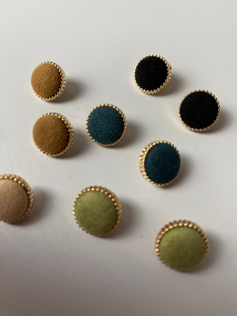 Velvet Buttons Light Pink Light Brown Green Petrol or Black Approx 12mm for Coat Jacket Dresses image 2