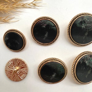 Dekoration Knöpfe, schwarz und gold mit Vogel, ca. 18mm, 22mm oder 25mm, für Mantel, Jacke, Kleider Bild 2