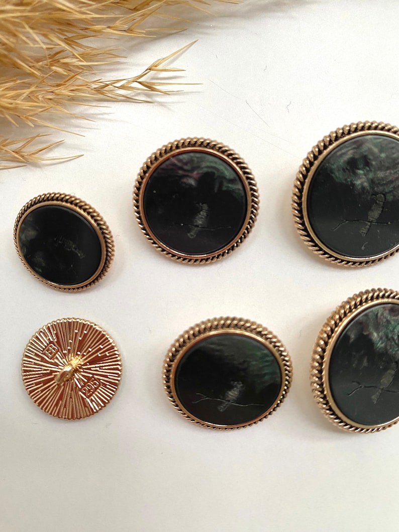 Dekoration Knöpfe, schwarz und gold mit Vogel, ca. 18mm, 22mm oder 25mm, für Mantel, Jacke, Kleider Bild 2