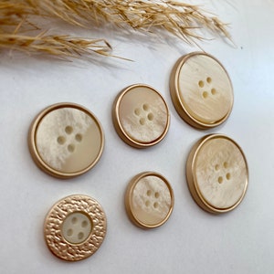 Decoration buttons, white and gold, approx. 15 mm, 18 mm, or approx. 25 mm, for coats, jackets, dresses image 3