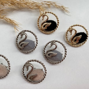 Gray, Tan or Black Velvet Buttons with Swan 20mm for Coat Jacket Dresses
