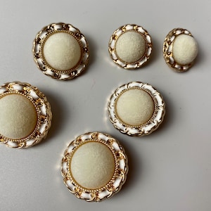 Buttons White and Gold with Velvet Approx 18mm 22mm and 25mm for Coat Jacket Dresses
