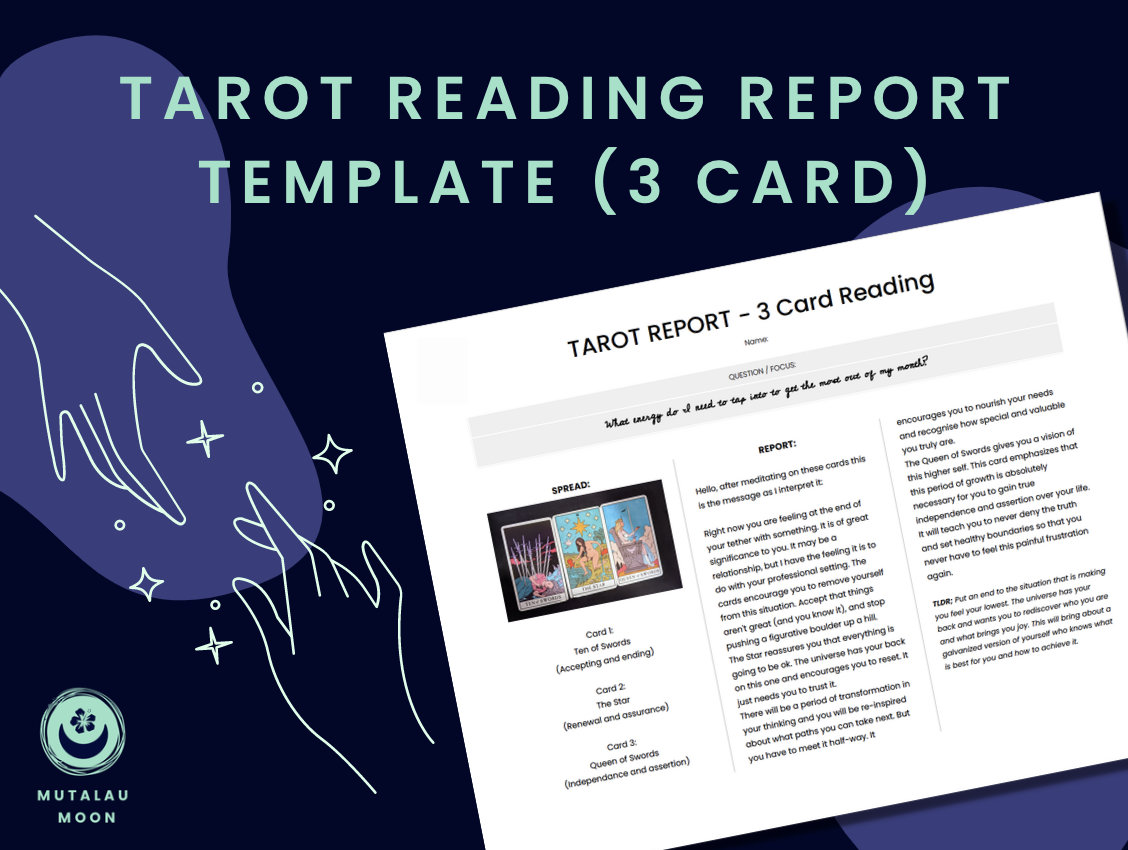 Digital Editable Tarot Reading Report Template (3 CARD) - Etsy