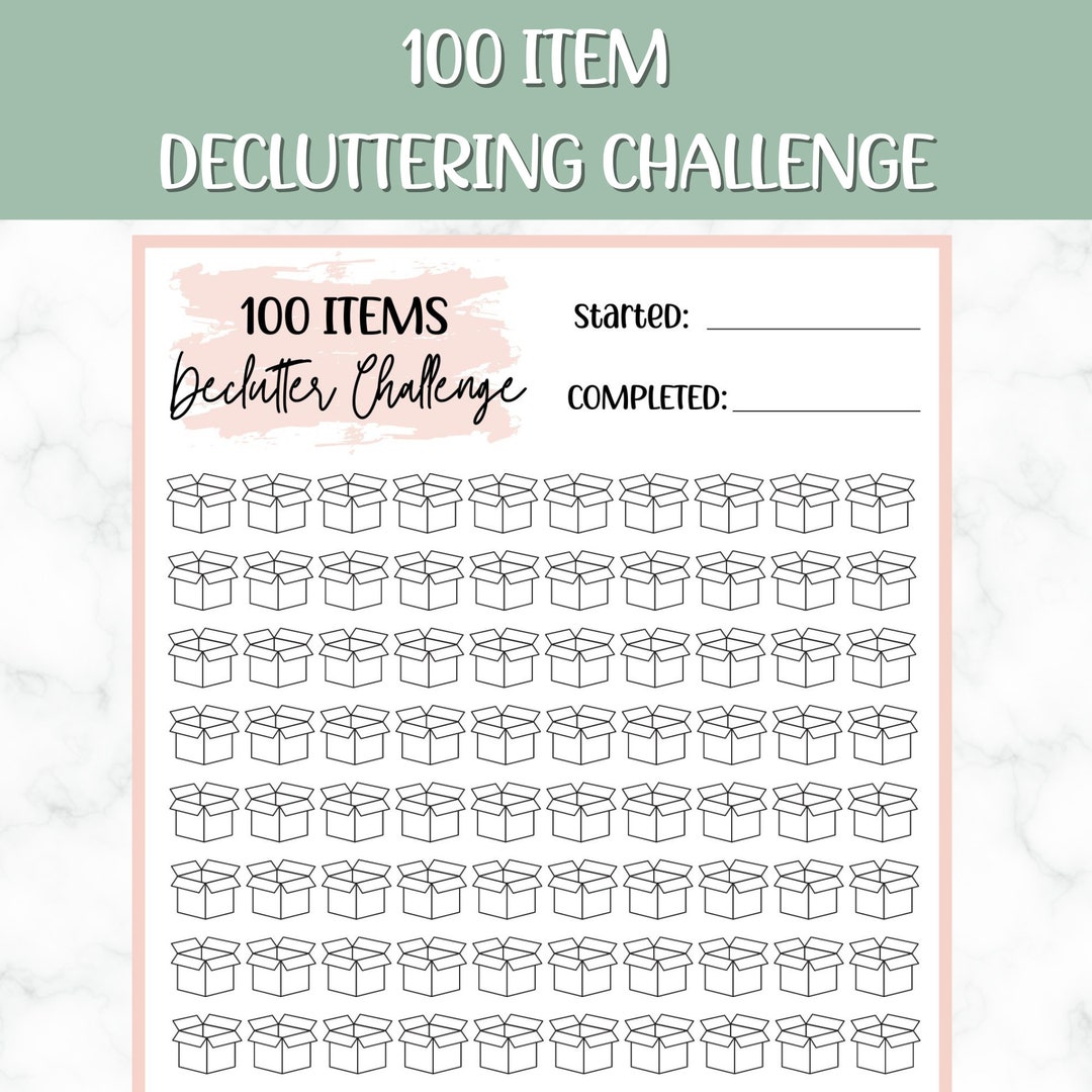 100 ITEM DECLUTTER CHALLENGE Printable Minimalist Challenge Etsy